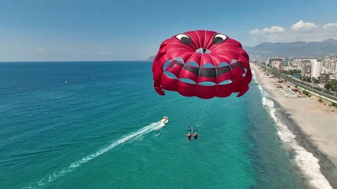 Parasailing aerial view 4 K Turkey Alanya 库存影片 224567611