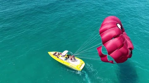 Parasailing aerial view 4 K Turkey Alanya 库存影片 224567820