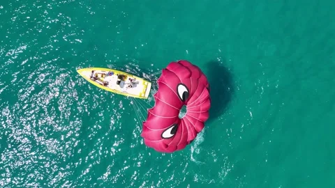 Parasailing aerial view 4 K Turkey Alanya 库存影片 224569102