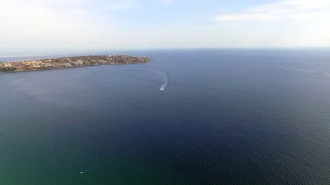 Parasailing in Black Sea in front of sandy beaches in Bulgaria Sozopol with wind Stock Footage 78772193