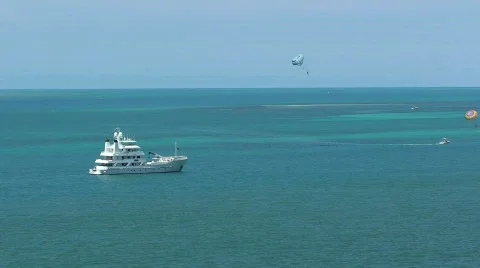Parasailing with Boats in Key West Waters Stock Footage