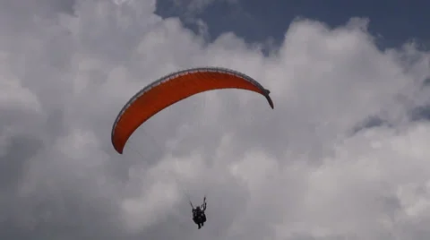 Parasailing in Clouds, Paragliding, Sky Diving Stock Footage 35531291