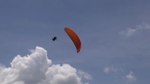Parasailing in Clouds, Paragliding, Sky Diving Stock Footage 35540739