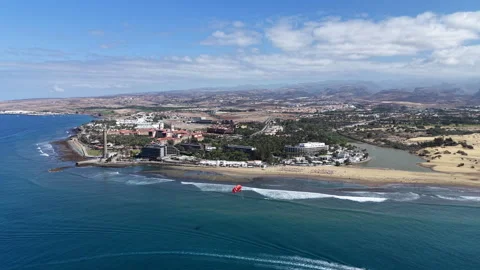 Parasailing Off the Coast of Maspalomas Stock-Footage 344297919