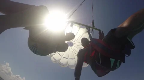 Parasailing couple having a great time Stock Footage 45624232