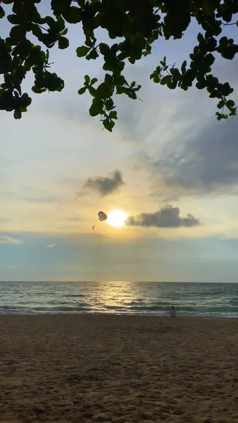 Parasailing during beautiful sunset Stock Footage 250525310