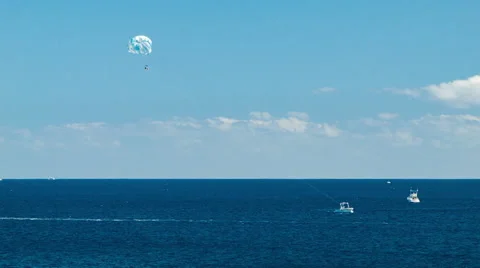 Parasailing Excursion on Blue Ocean Water Stock Footage 61006775