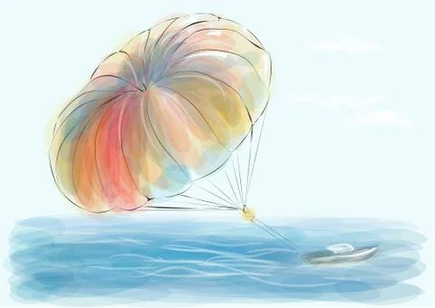 Parasailing Stock Illustration
