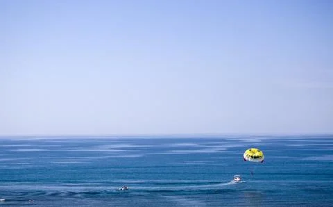 Parasailing  it is fun and active in Turkey Stock Photos