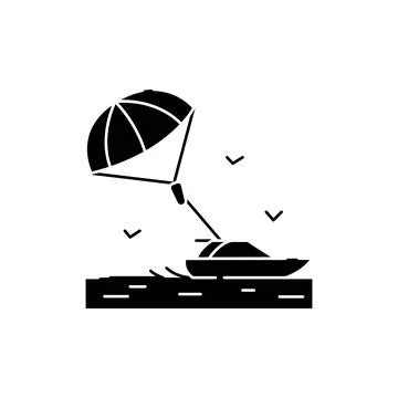 Parasailing line icon. Isolated vector element. Stock Illustration