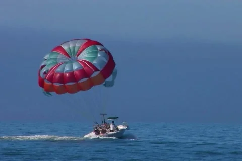 Parasailing on the ocean Stock Footage