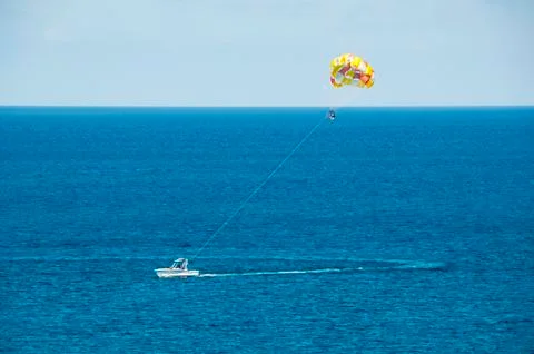 Parasailing in the ocean Stock Photos