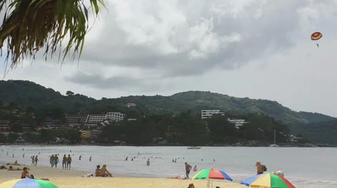 Parasailing over Kata beach Stock Footage 60238672