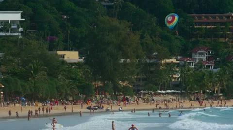 Parasailing over Kata beach, Phuket Thailand Stock Footage 46197732