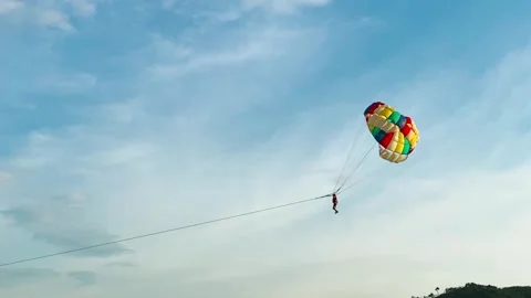 Parasailing over the ocean, slow motion view Video stock 323460940