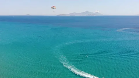 Parasailing on the sea Stock Footage 155596890