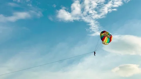 Parasailing in the sky Stock Footage 153789088