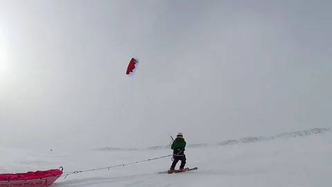 Parasailing on the snow Stock-Footage 79977901
