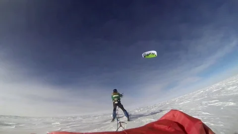 Parasailing on snow is fun Stock Footage 79978944