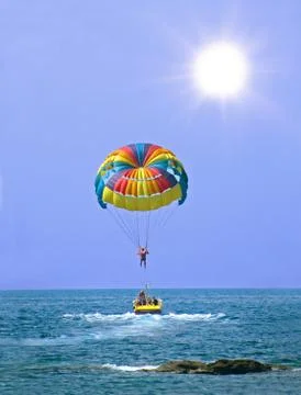 Parasailing in summer Foto stock