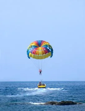 Parasailing in summer Foto stock