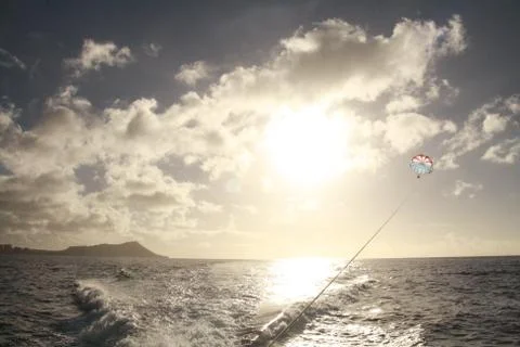 Parasailing at Sunrise Foto stock