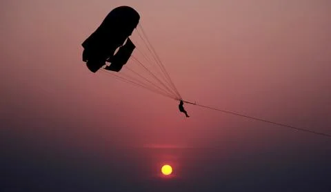 Parasailing sunset Stock Photos
