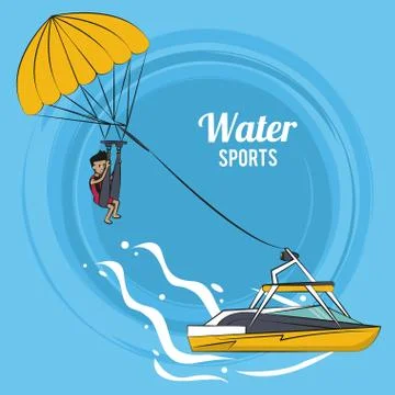 Parasaling in the sea Stock Illustration