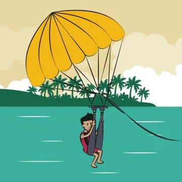 Parasaling in the sea Stock Illustration