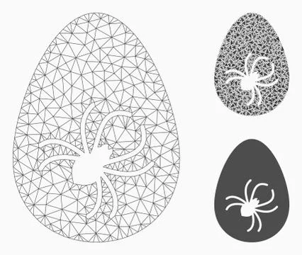 Parasite Egg Vector Mesh Network Model and Triangle Mosaic Icon Stock Illustration