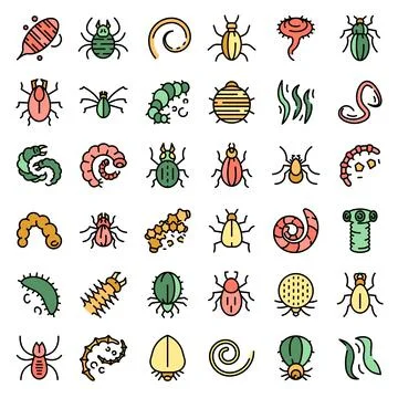 Parasite icons set vector flat Illustrazione stock