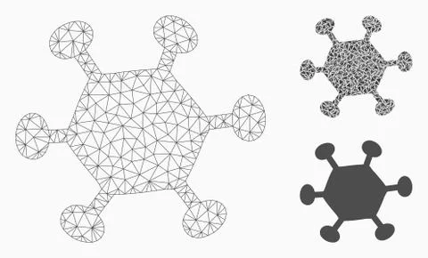 Parasite Microbe Vector Mesh Wire Frame Model and Triangle Mosaic Icon Stock-Illustration