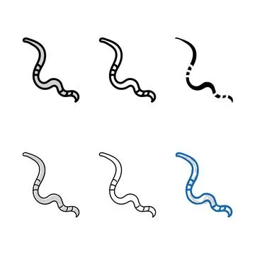 Parasite worm color icon vector set Stock Illustration