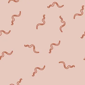 Parasite worm line seamless pattern Stock Illustration