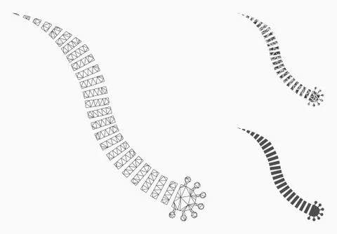 Parasite Worm Vector Mesh Network Model and Triangle Mosaic Icon Stock Illustration