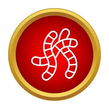 Parasite worms icon on a red background button Illustrazione stock