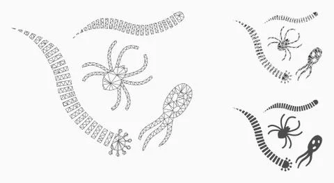 Parasites Vector Mesh Wire Frame Model and Triangle Mosaic Icon Stock Illustration