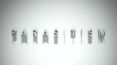Parasitism 3D title animation with shadows on a white background Stock-Footage 296511884