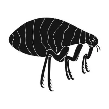 Parasitizing flea single icon in black style for design.Pest Control Service Stock Illustration