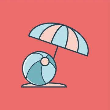 Parasol with beach ball 스톡 일러스트