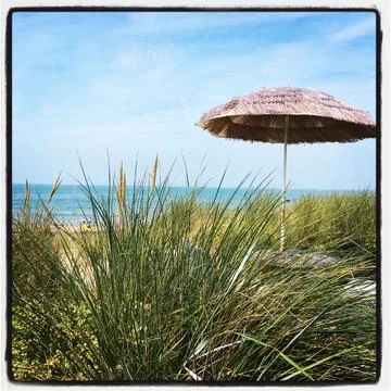 Parasol de plage normandy Stock Photos