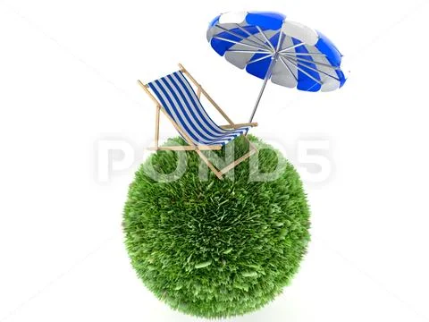 Parasol with Deck chair Stock Illustration