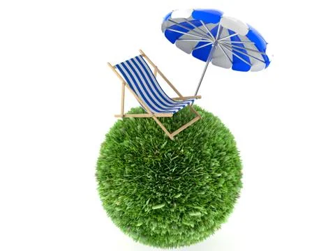 Parasol with Deck chair Illustrazione stock
