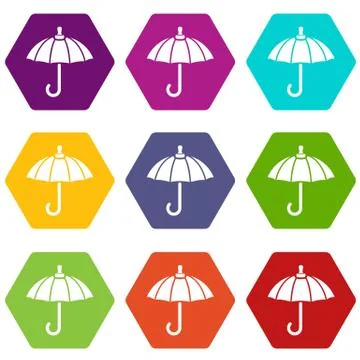 Parasol icons set 9 vector Stock Illustration