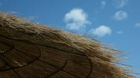 Parasol on Mediterranean beach Stock Footage 24660130