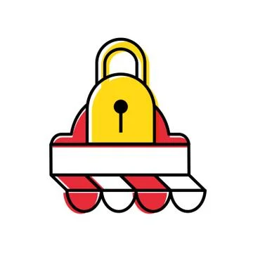 Parasol store with padlock secure 库存插图