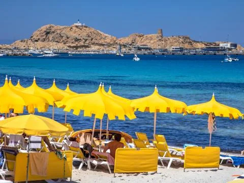 Parasols on the beach Stock Photos