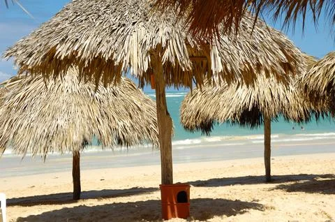 Parasols on beach Stock Photos