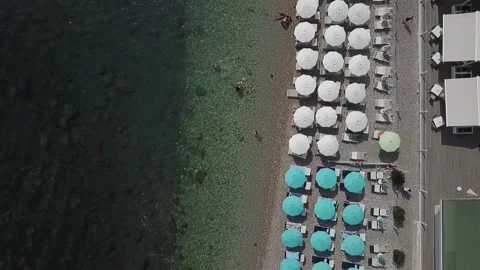 Parasols on Beautiful Beach Stock Footage 194372154