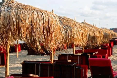 Parasols at Sunset Stock Photos